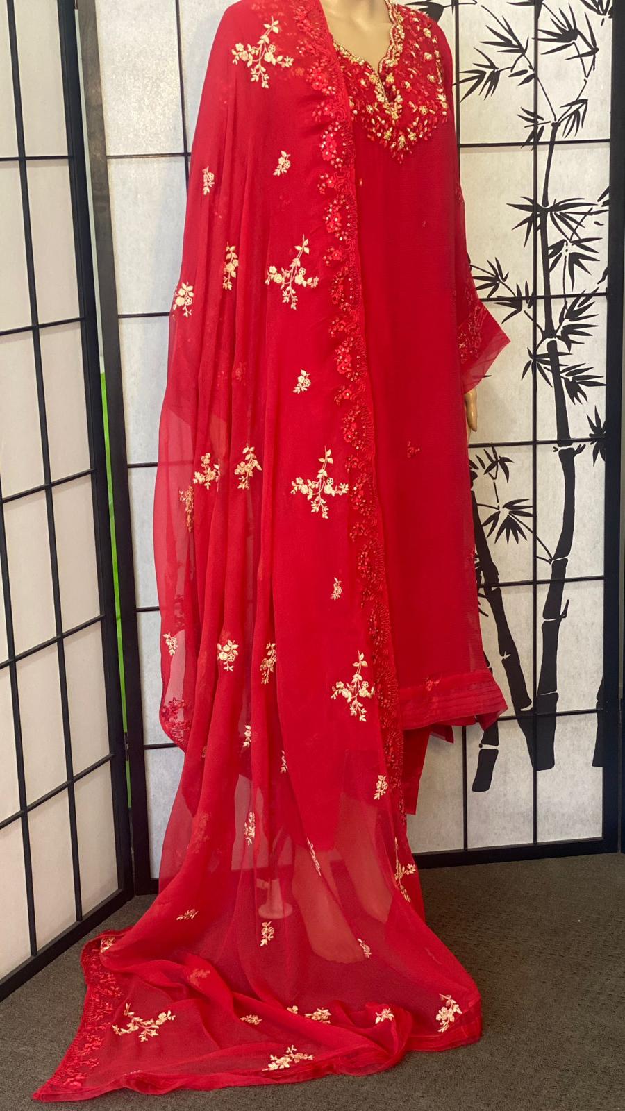 Pure Chiffon Shirt &amp; Dupatta with Delicate All-Over Embroidery