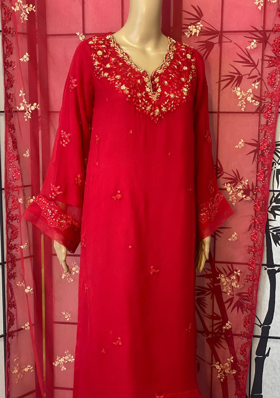 Pure Chiffon Shirt &amp; Dupatta with Delicate All-Over Embroidery