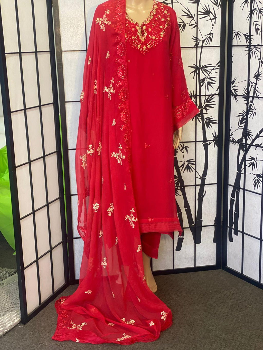 Pure Chiffon Shirt &amp; Dupatta with Delicate All-Over Embroidery