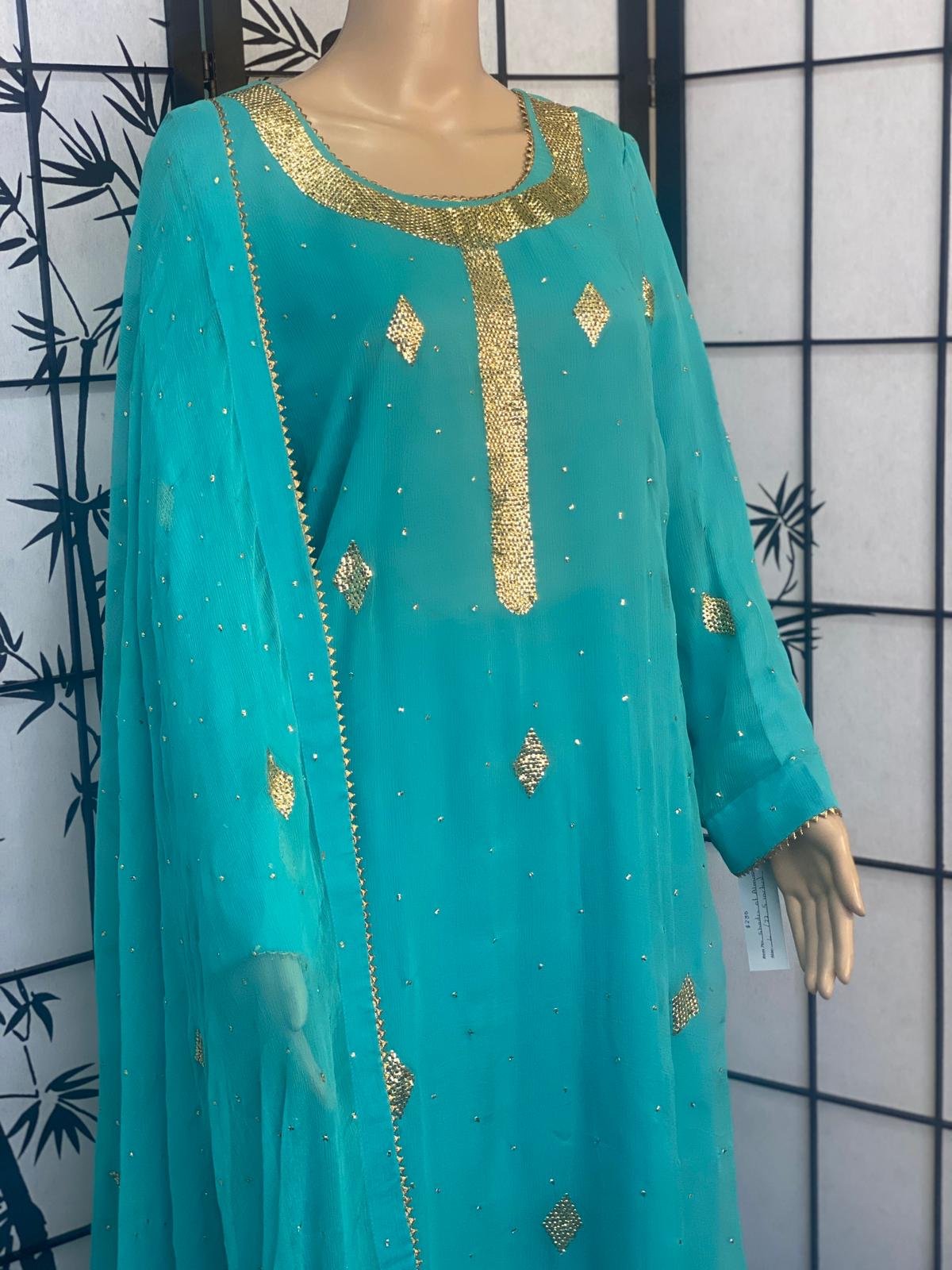 Pure Chiffon Shirt & Dupatta With Timeless Mukaish Embroidery