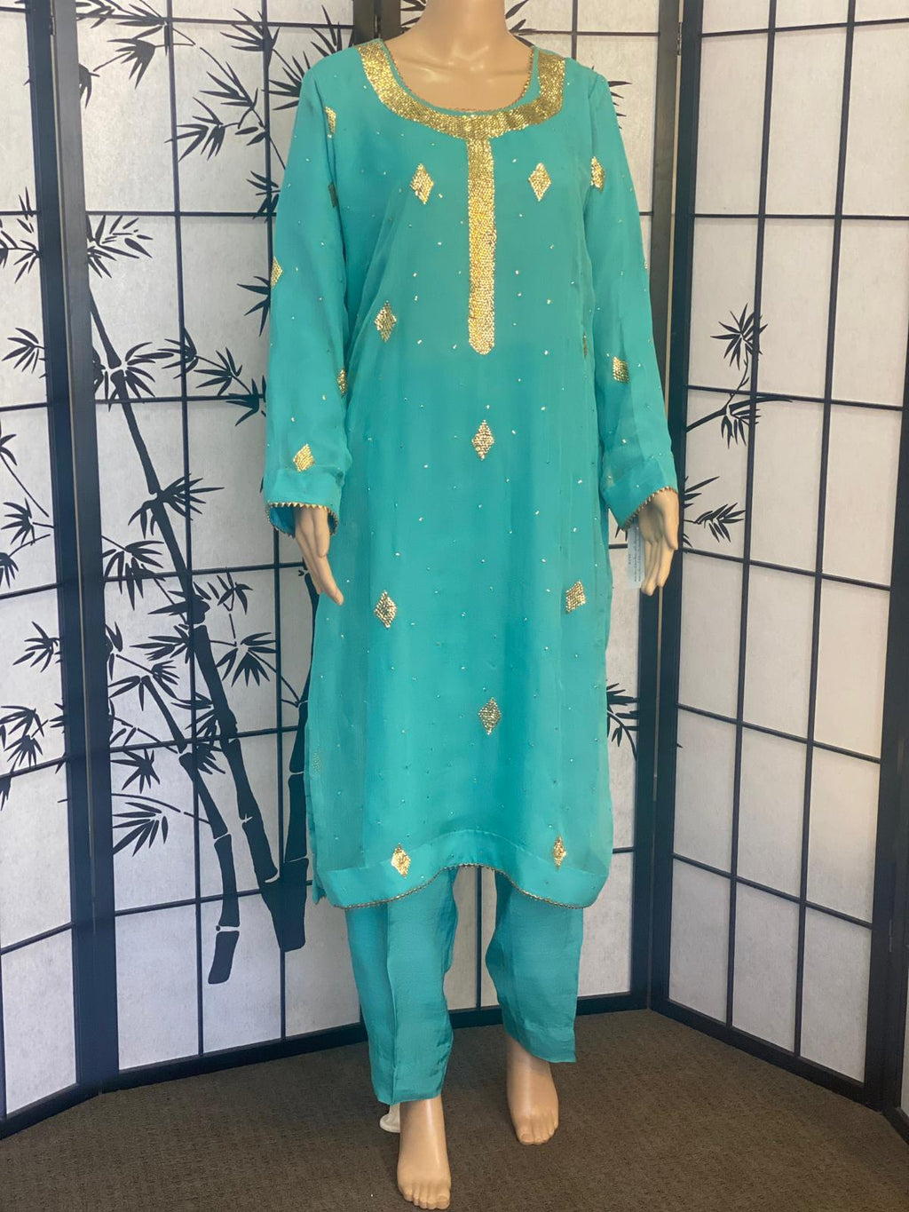 Pure Chiffon Shirt & Dupatta With Timeless Mukaish Embroidery