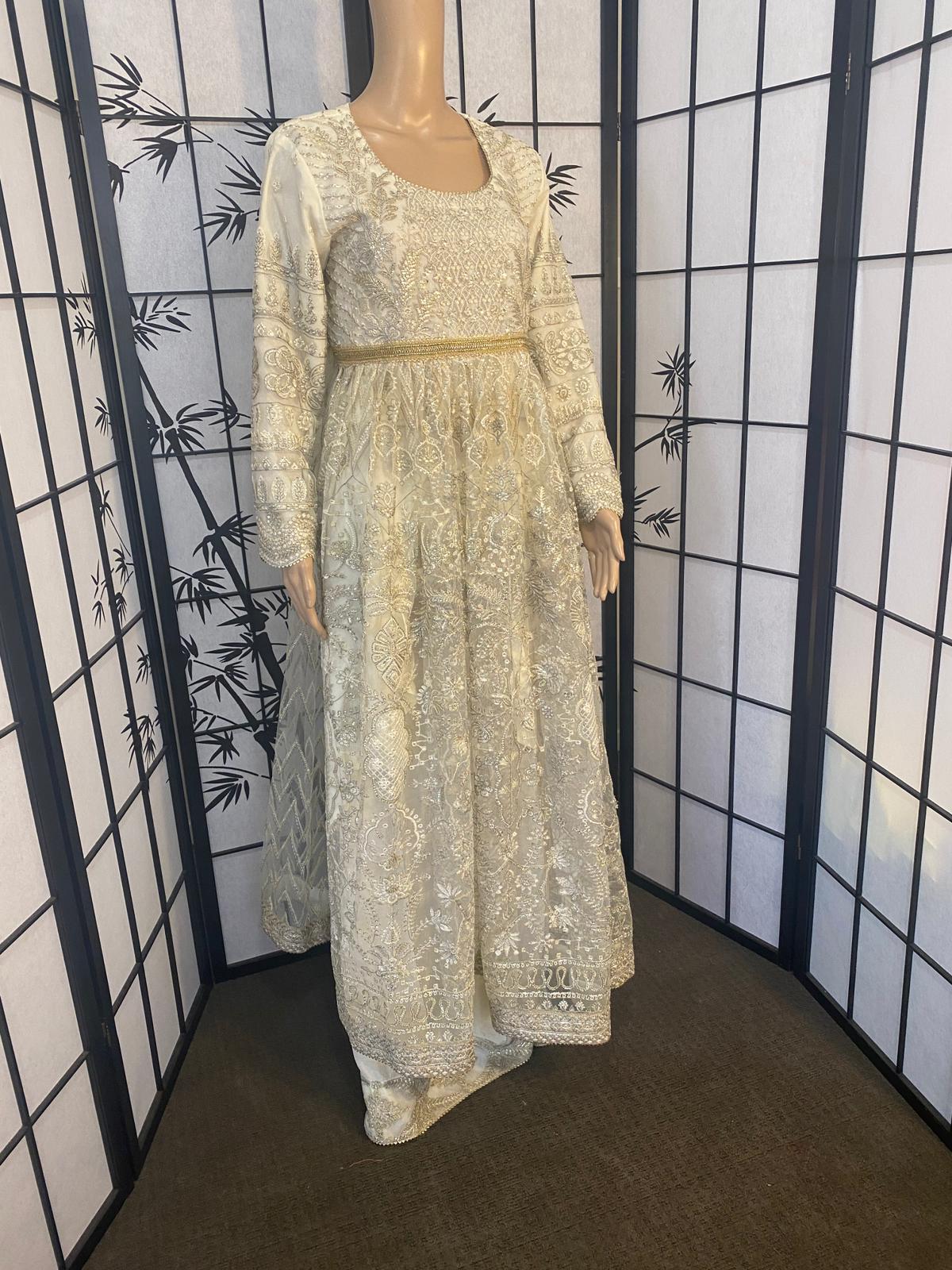 Sequins & Resham Work Dress With Dupatta & Palazzo