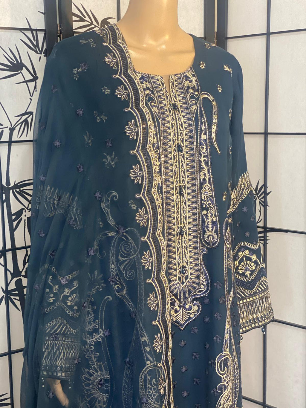 Fully Embroidered Pure Chiffon Shirt & Dupatta