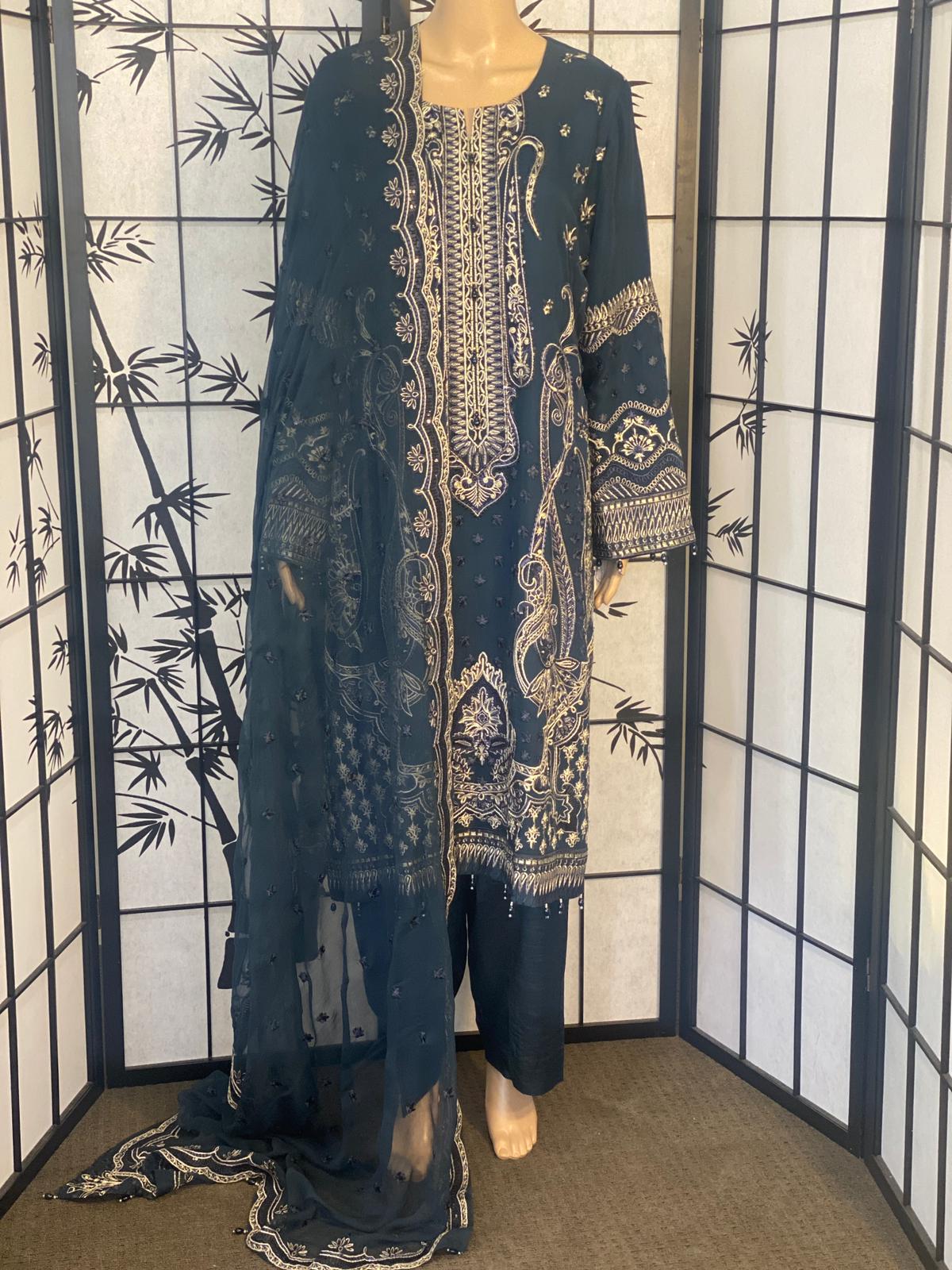 Fully Embroidered Pure Chiffon Shirt & Dupatta