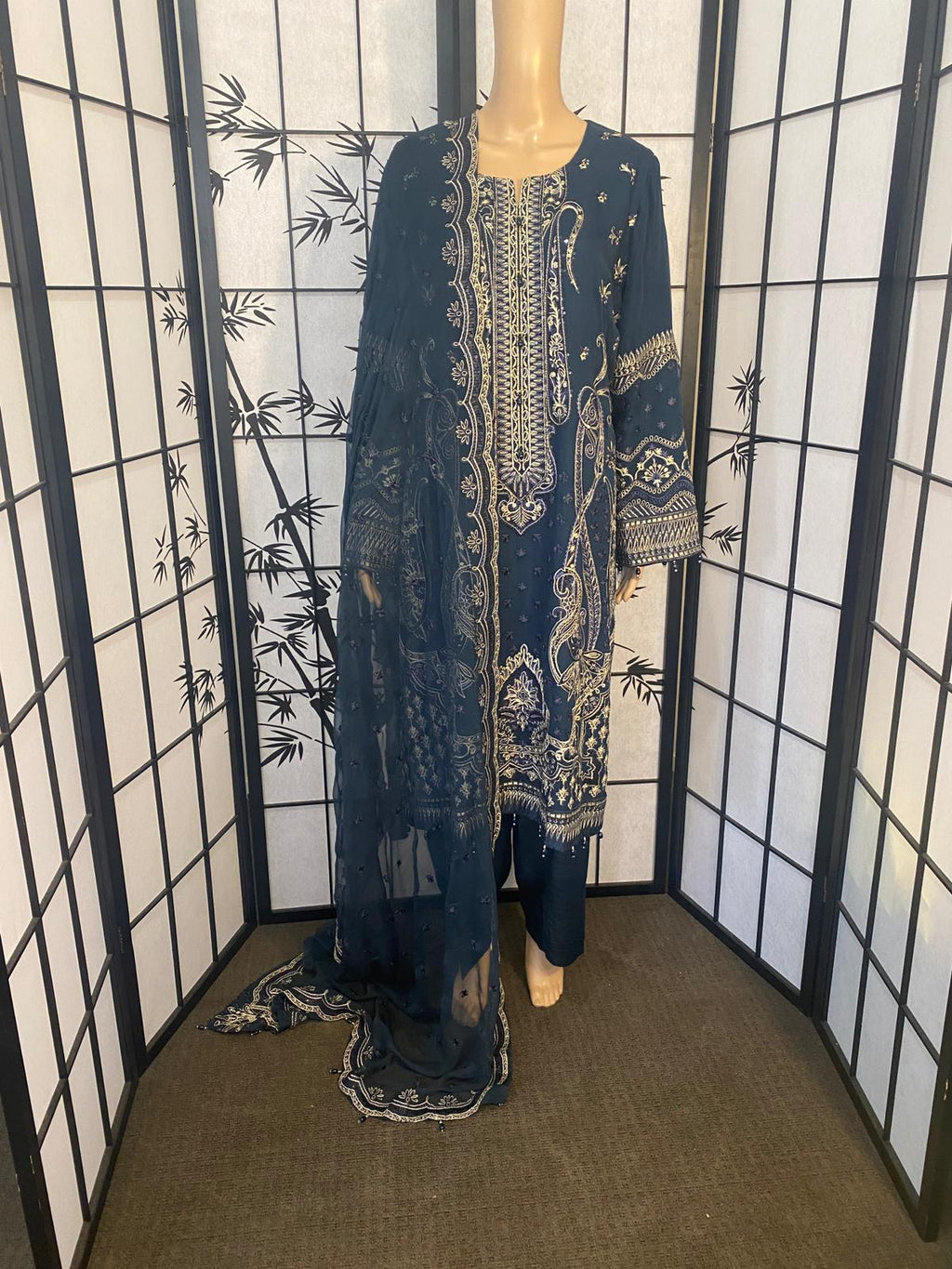 Fully Embroidered Pure Chiffon Shirt & Dupatta