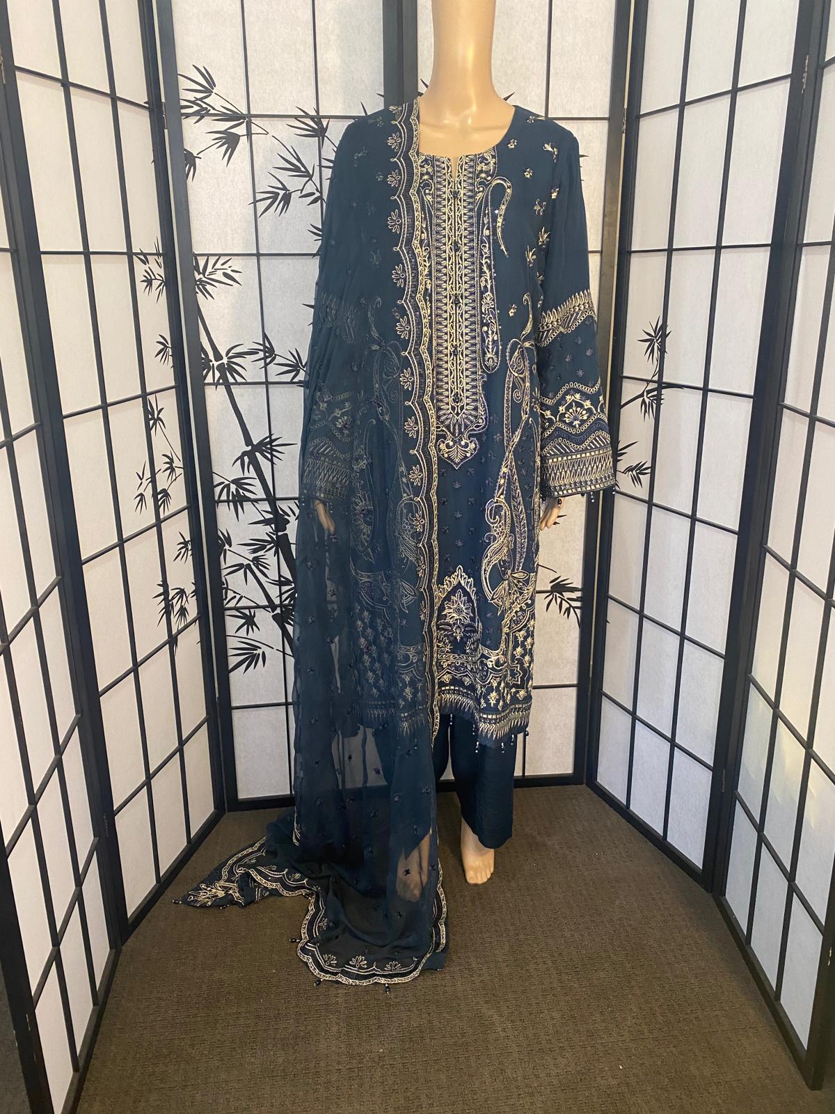 Fully Embroidered Pure Chiffon Shirt & Dupatta