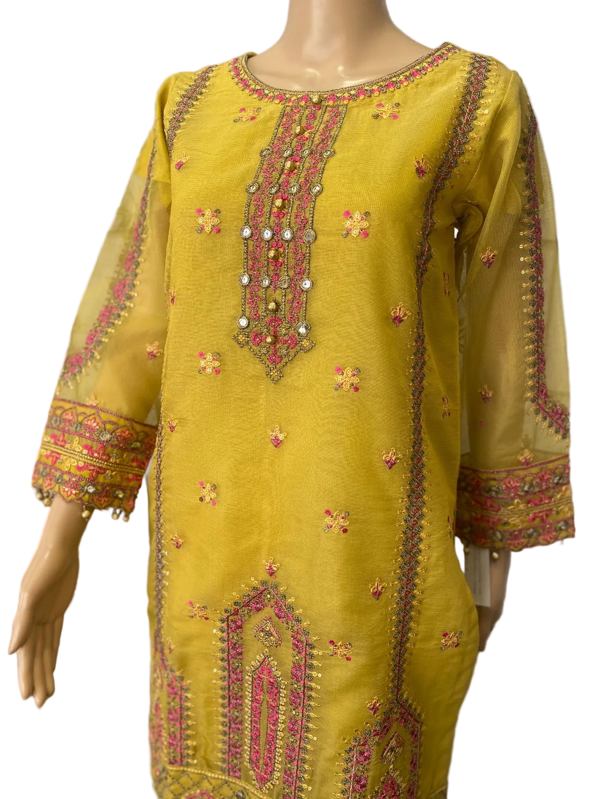 Embroidered Khadi Net 3-Piece Suit