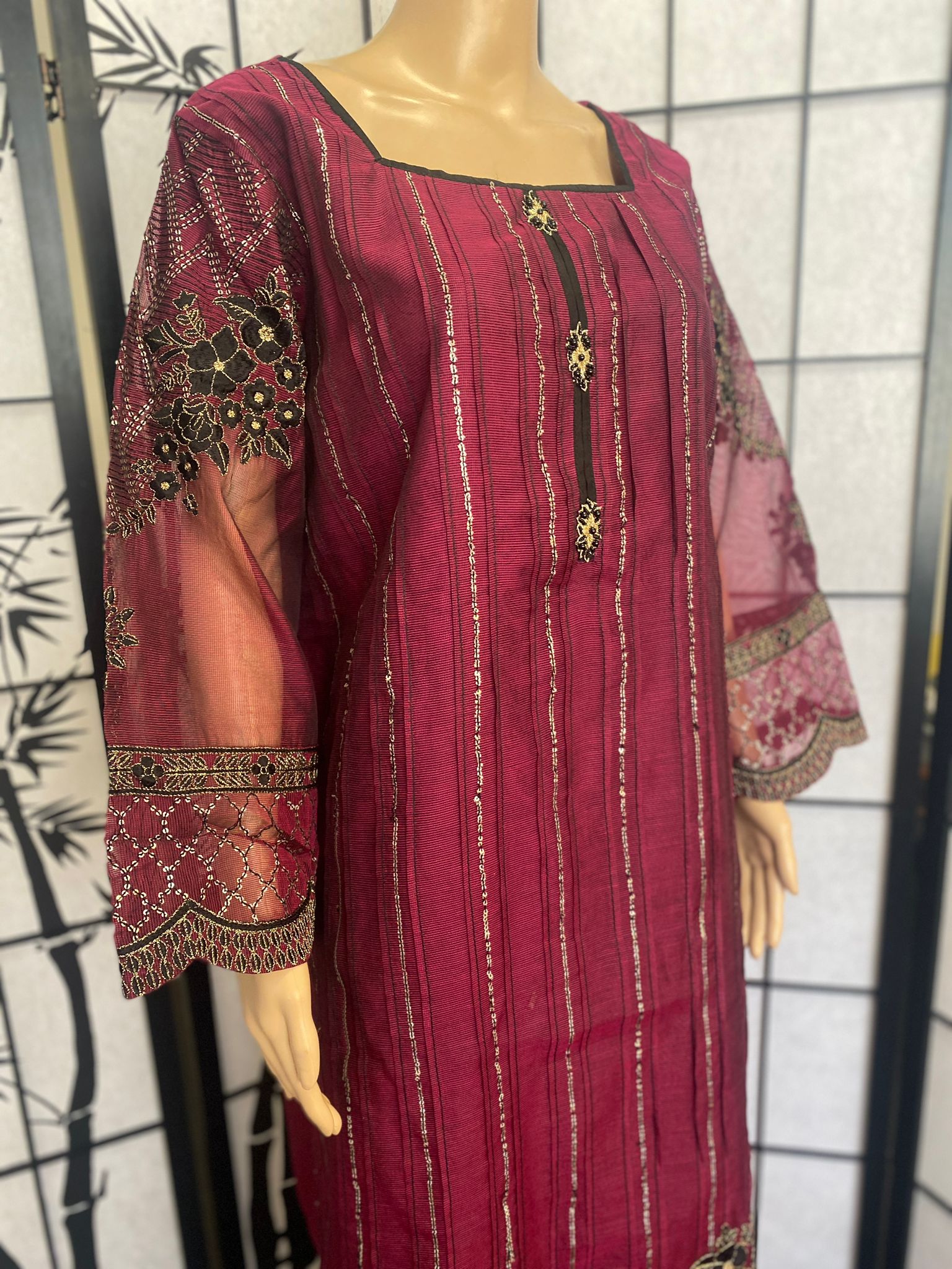 Khadi Net Embroidered Elegant 3-Piece Suit