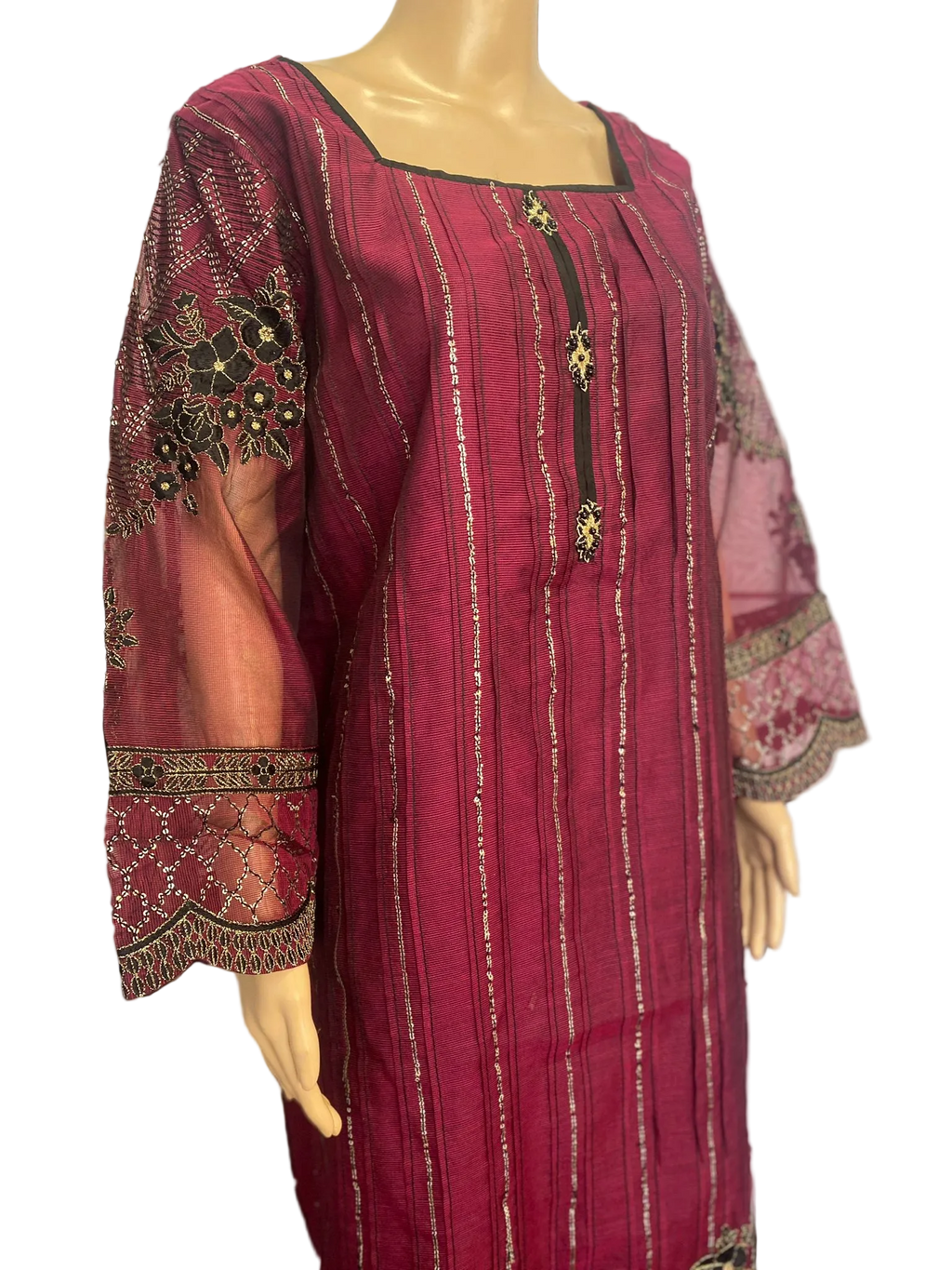 Khadi Net Embroidered Elegant 3-Piece Suit
