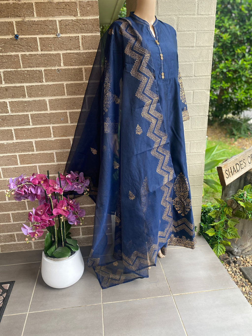 Block Printed Cotton Silk Suit with Khadi Net Dupatta