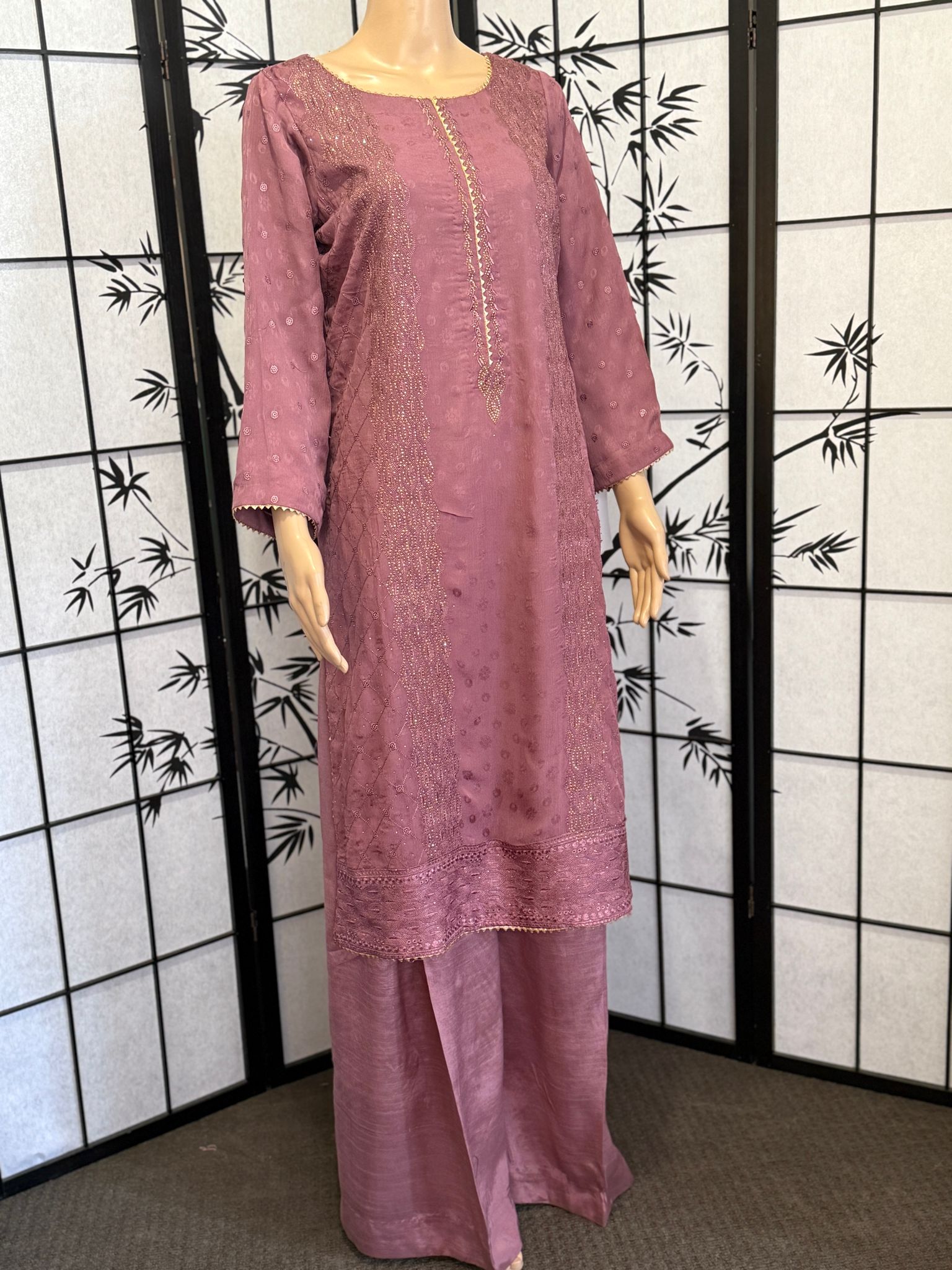 Exclusive Embellished Silk Ensemble