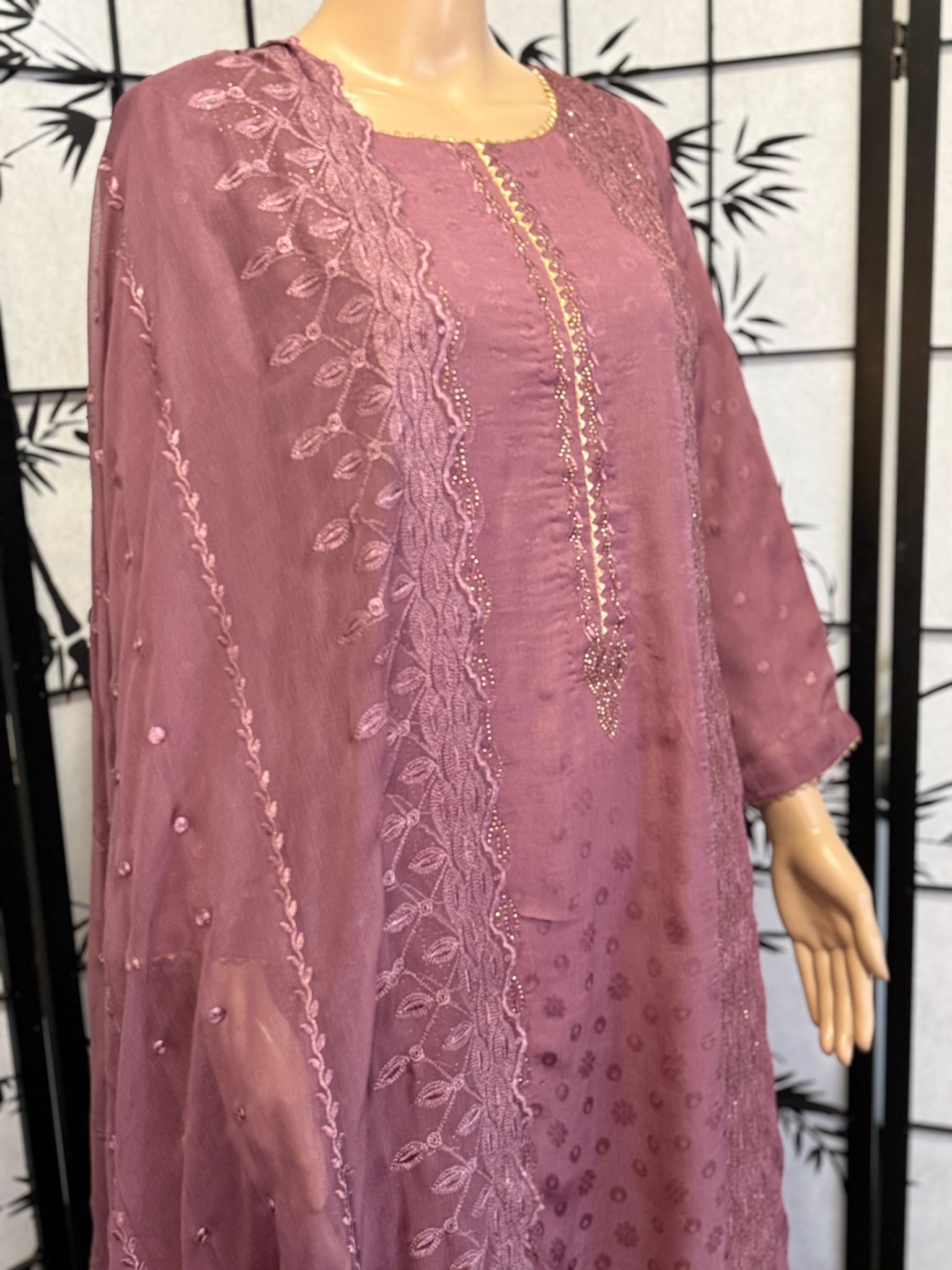 Exclusive Embellished Silk Ensemble