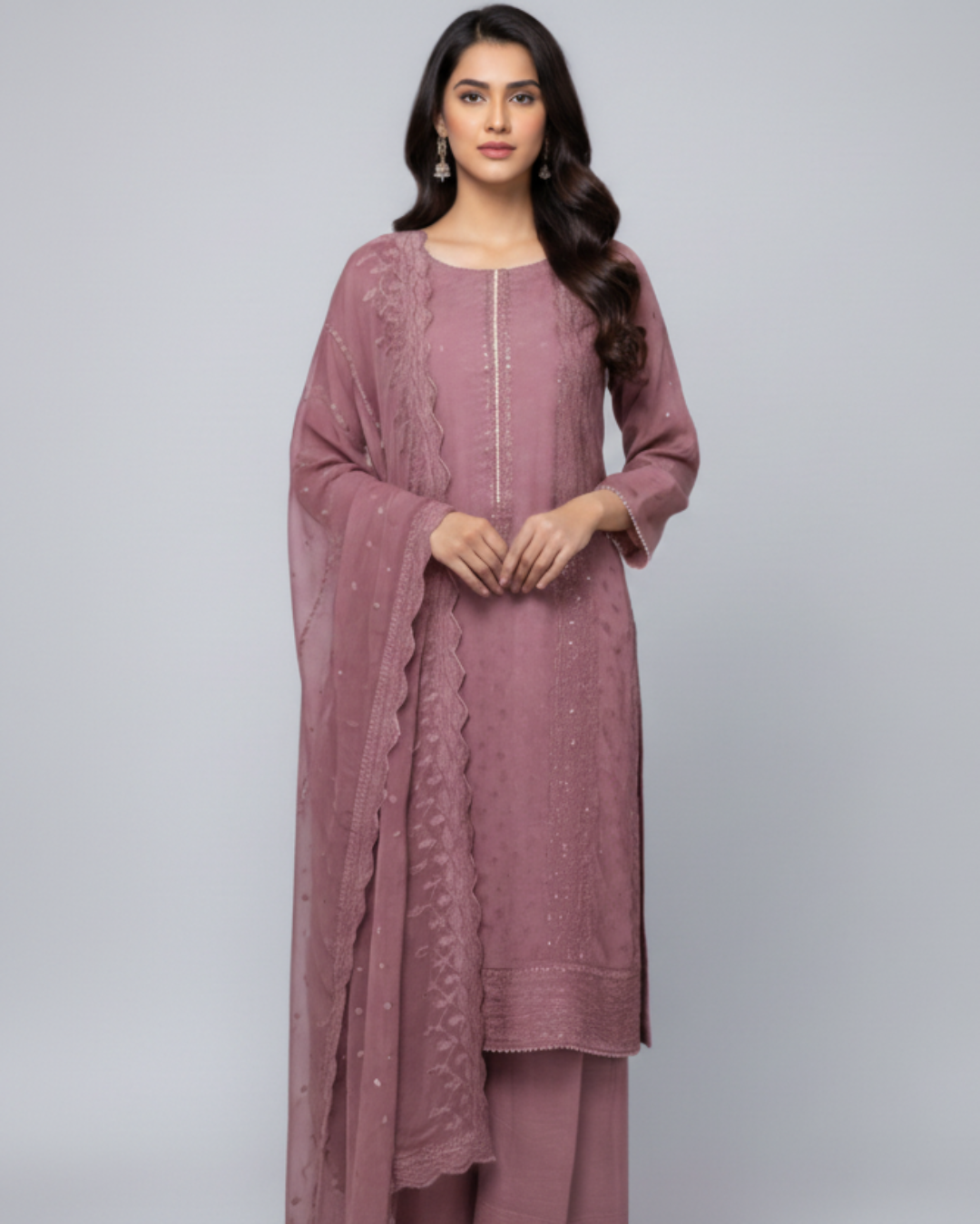 Exclusive Embellished Silk Ensemble