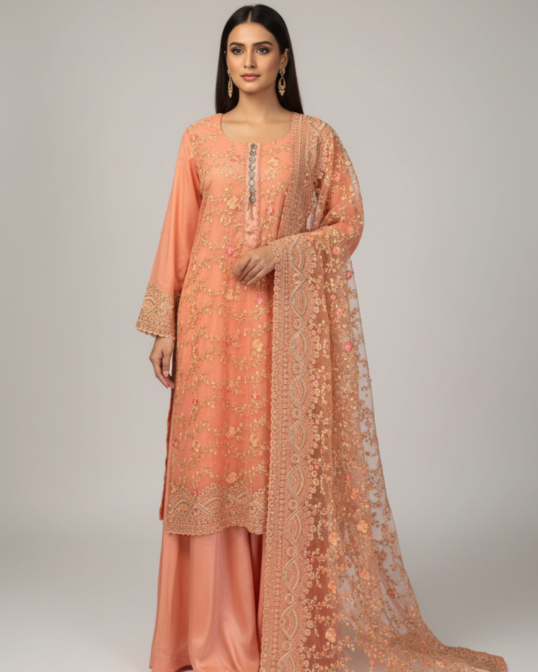Exclusive Fully Embroidered Net Ensemble
