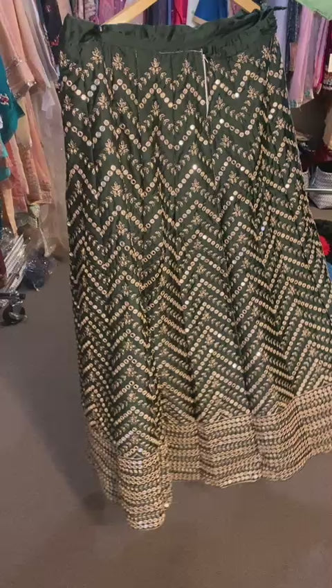 Mirror-Work Lehenga with an Embellished Silk Shirt