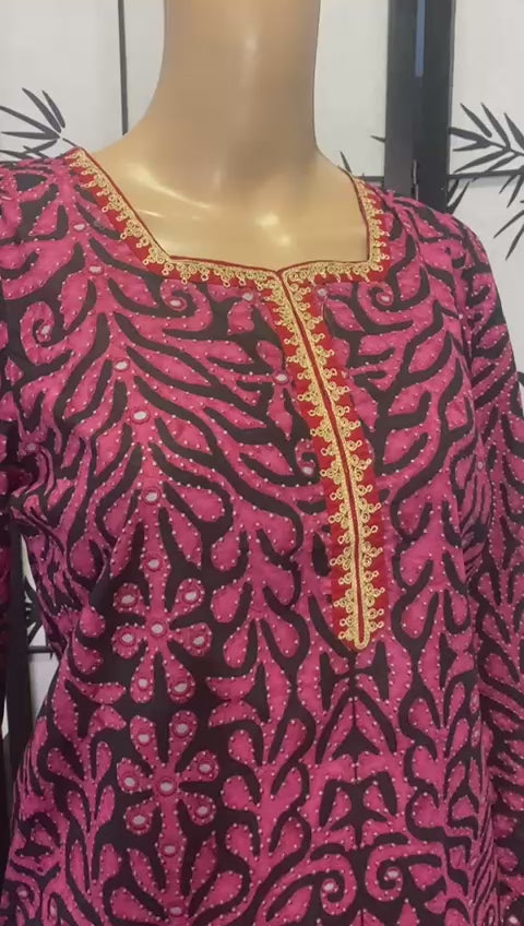 2-Piece Chat Patti Printed Cotton Gharara Suit